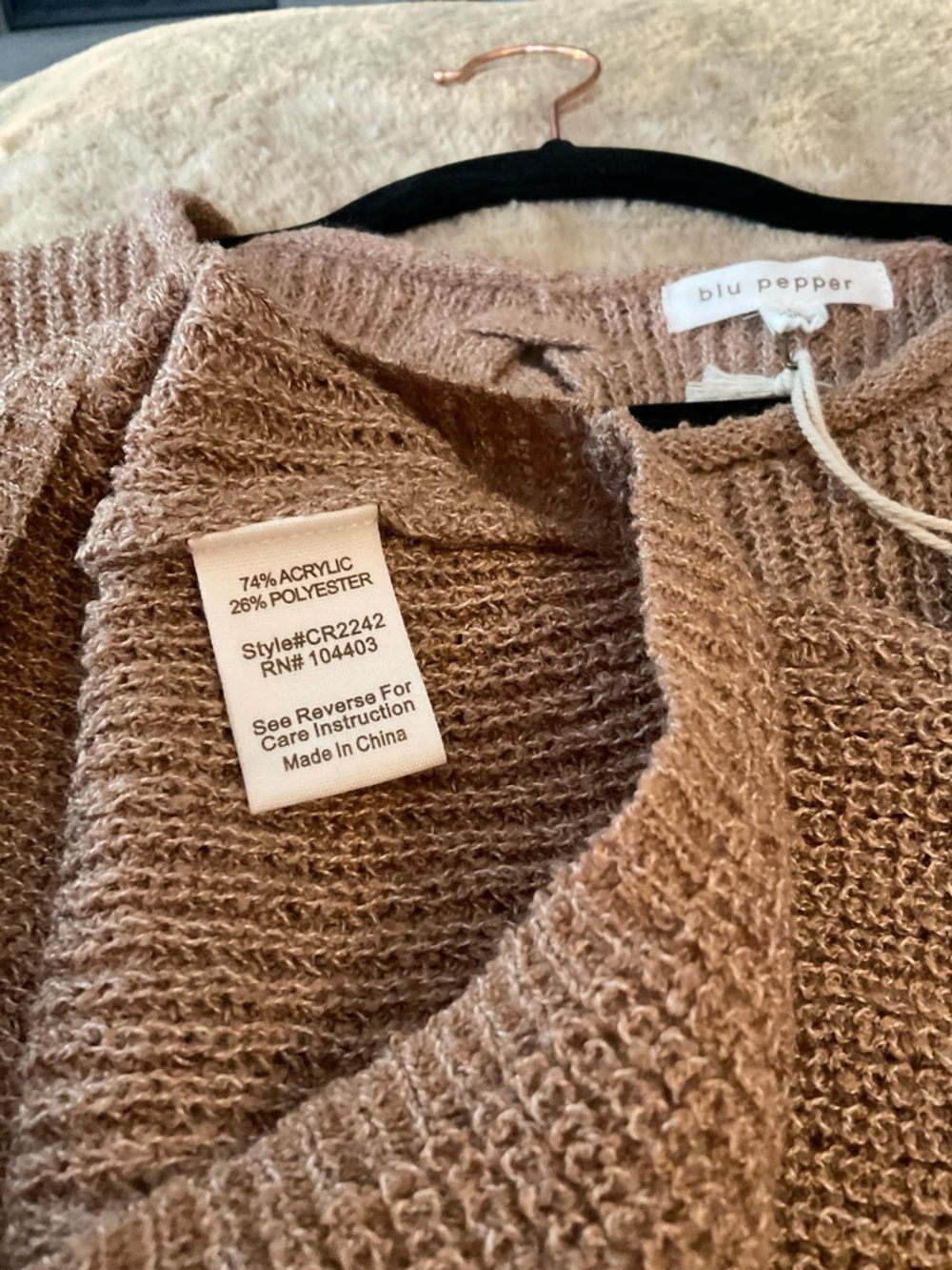 Blu Pepper Women's Tan Knit Tank Top - Picture 6 of 6